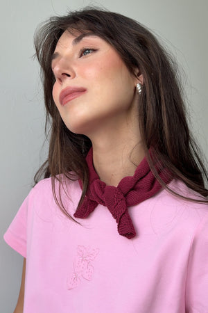 Mini scarf in organic cotton / 21 / 19 / dark raspberry