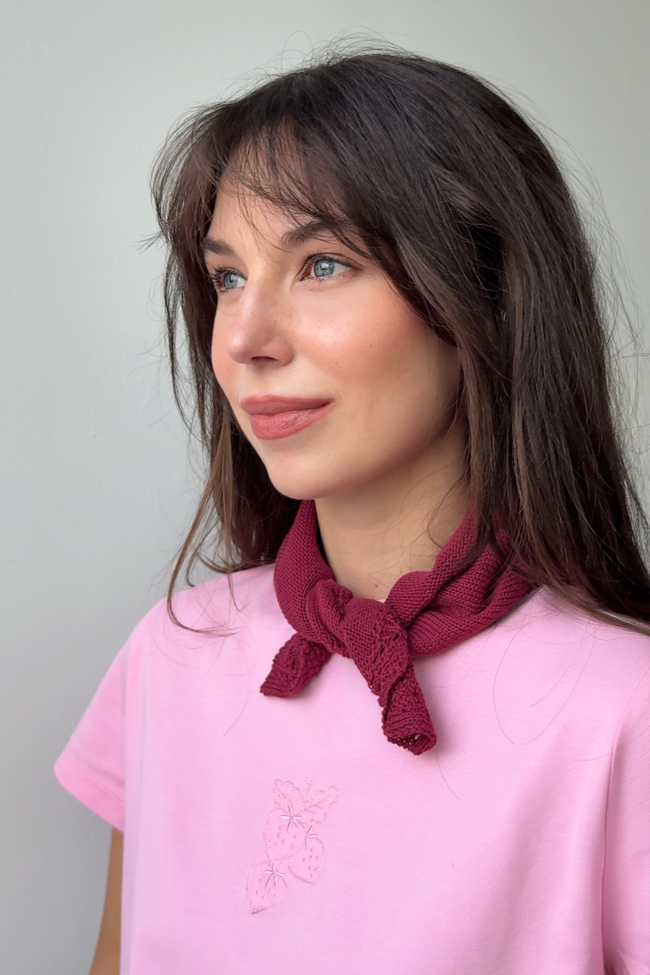 Mini scarf in organic cotton / 21 / 19 / dark raspberry