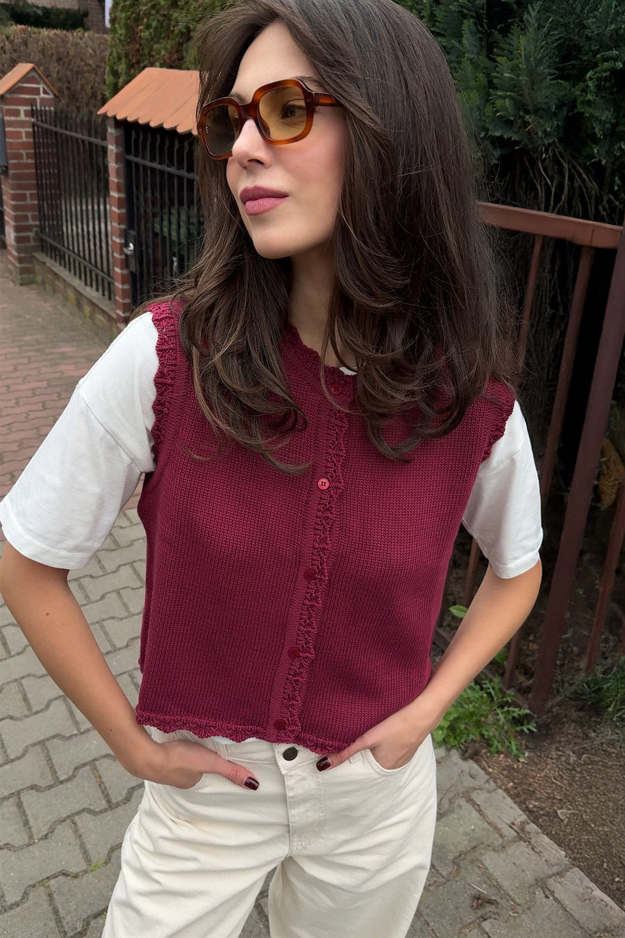 Vest in organic cotton / 22 / 01 / dark raspberry