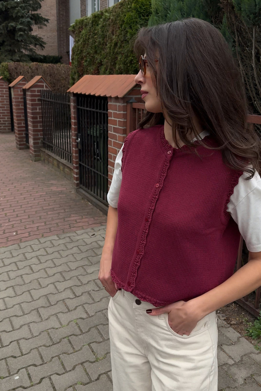 Vest in organic cotton / 22 / 01 / dark raspberry