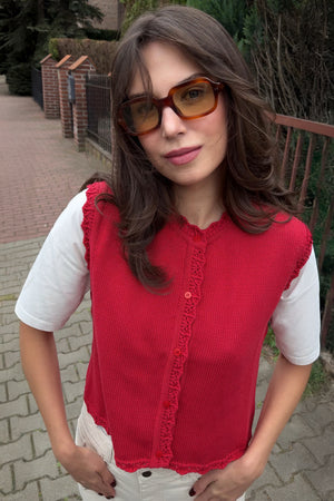 Vest in organic cotton / 22 / 01 / strawberry glaze
