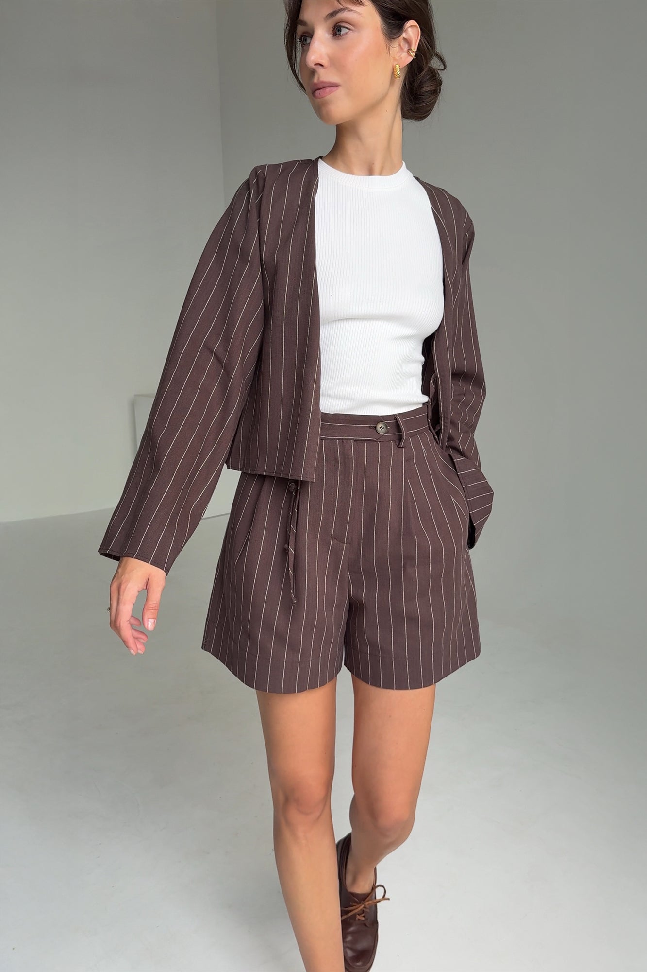 Shirt in cotton & viscose blend / 12 / 23 / chocolate brown