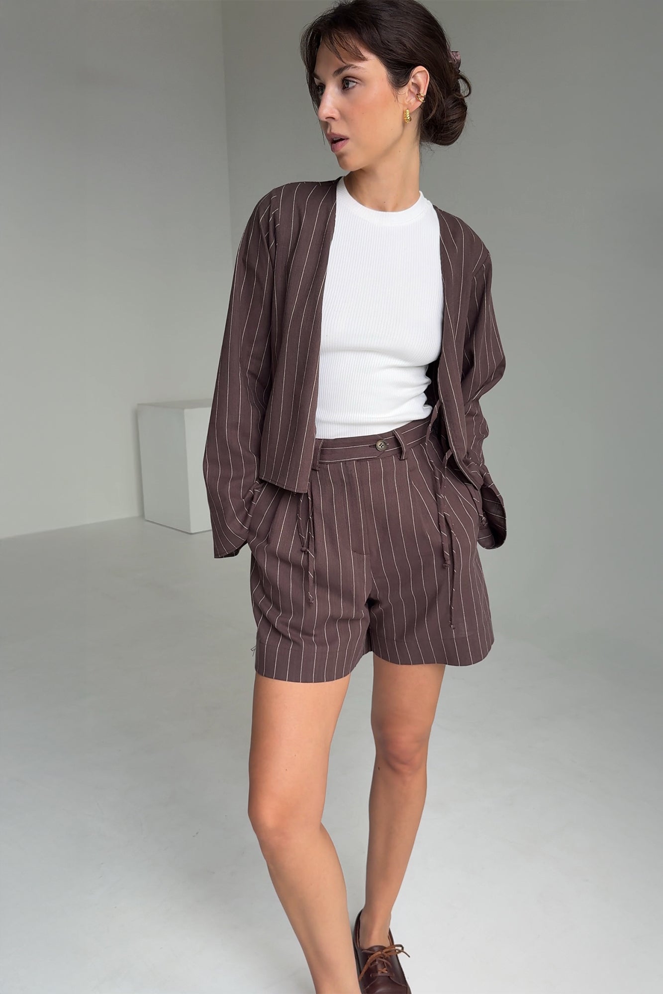 Shirt in cotton & viscose blend / 12 / 23 / chocolate brown
