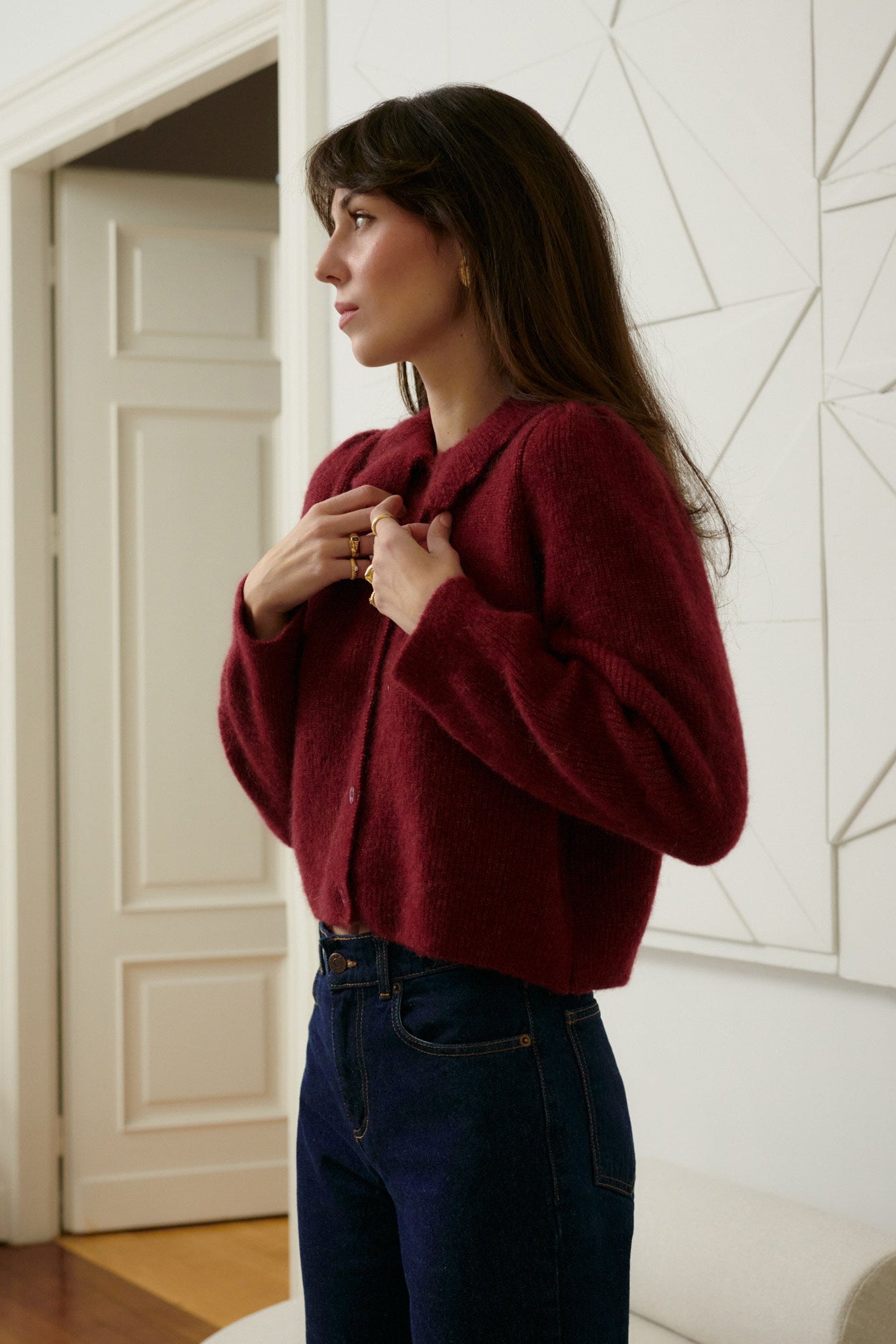 Alpaca wool–blend cardigan / 16 / 23 / mauvewood