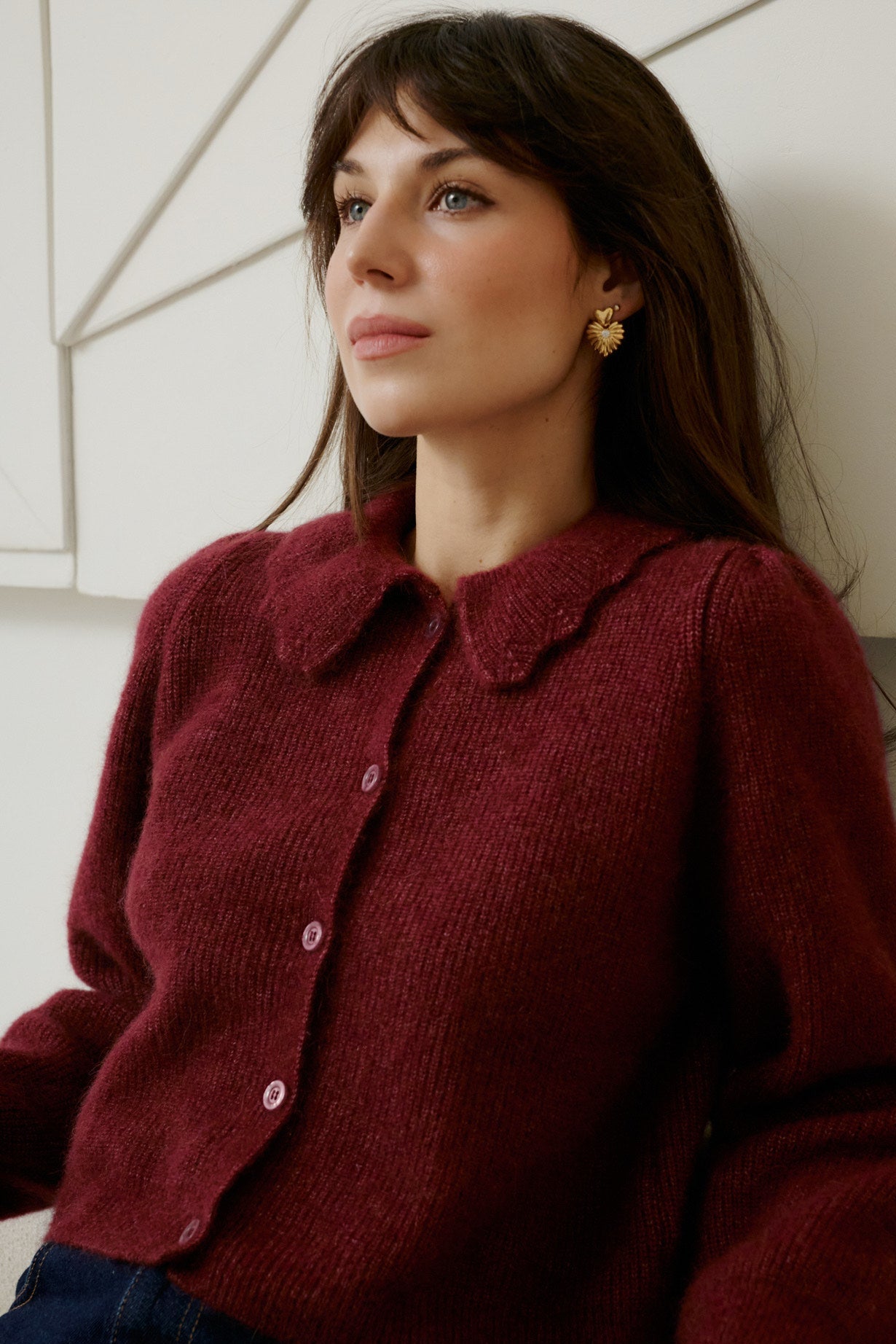 Alpaca wool–blend cardigan / 16 / 23 / mauvewood