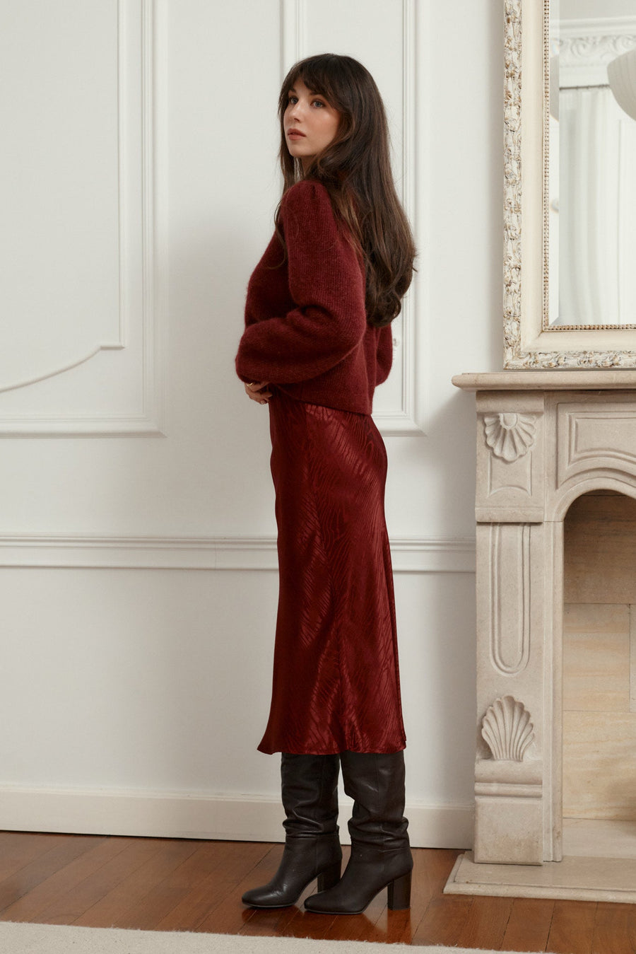 Skirt in viscose / 07 / 13 / bordeaux