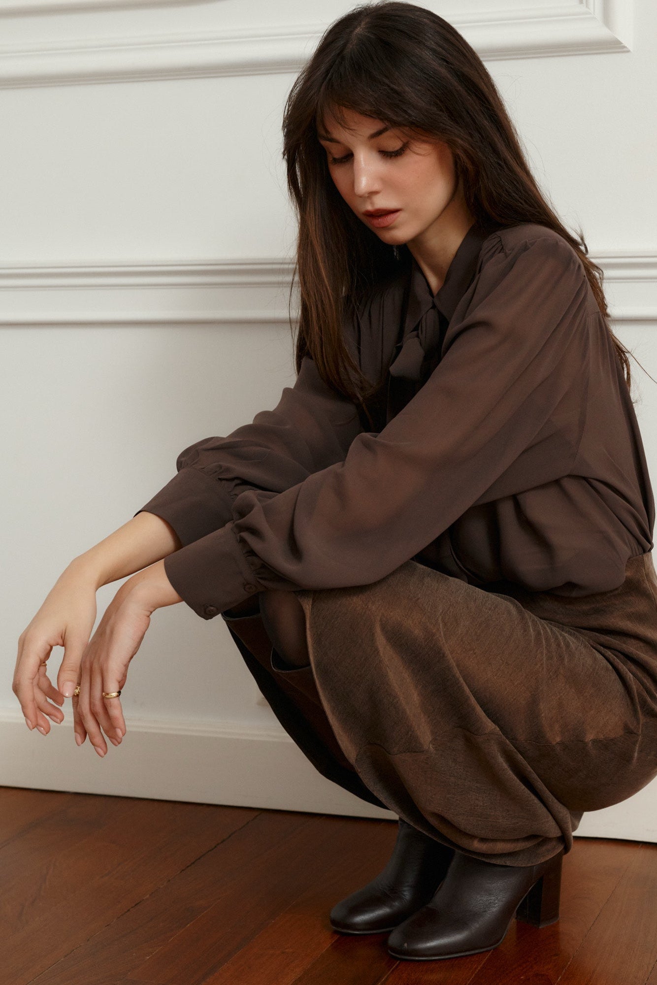 Skirt in lyocell & viscose blend / 07 / 13 / milk chocolate