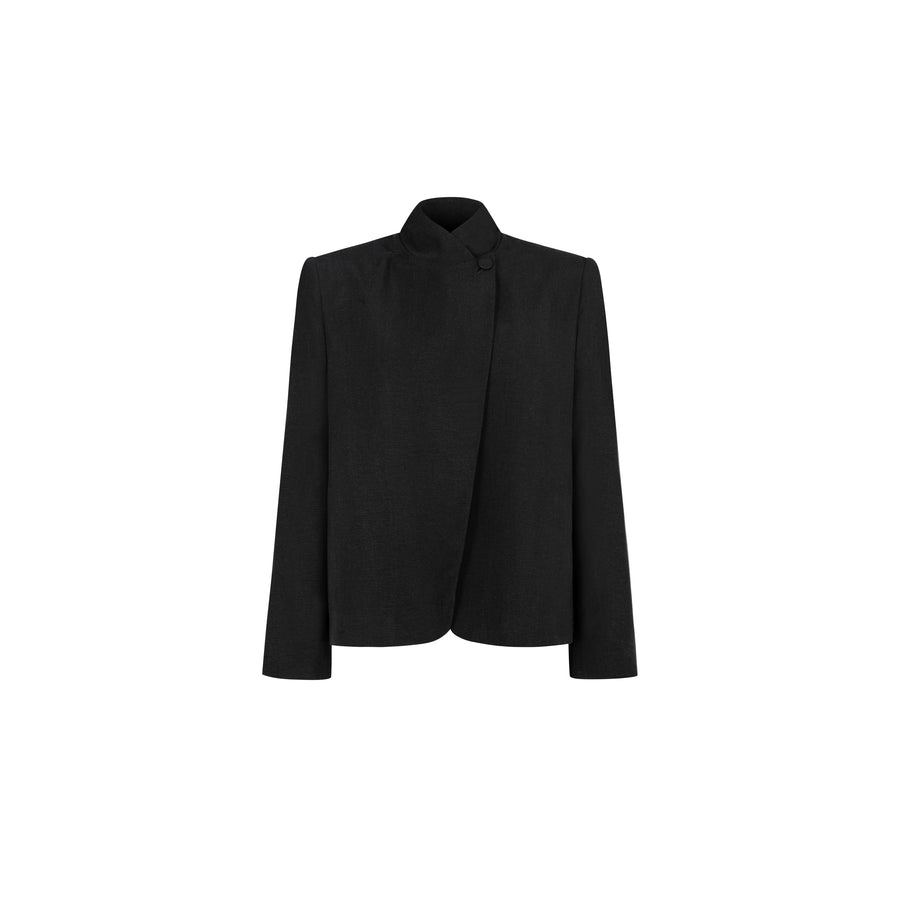 Blazer in Tencel and linen / 18 / 22 / onyx black