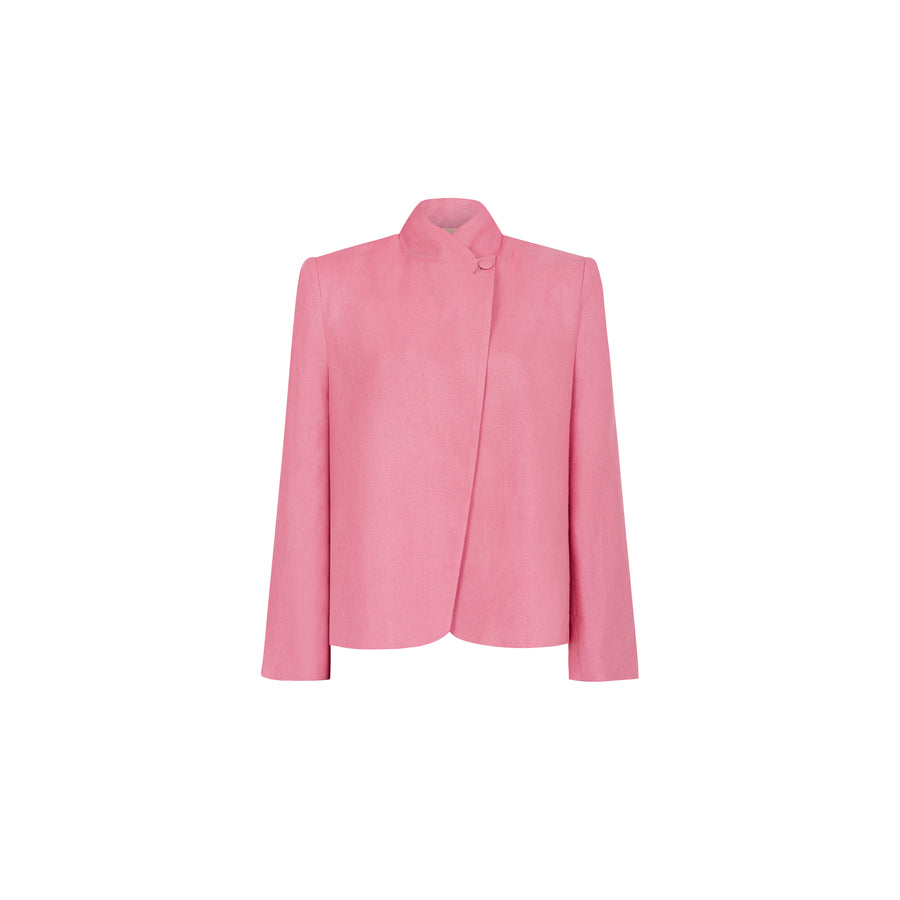 Blazer in viscose and linen / 18 / 22 / true pink