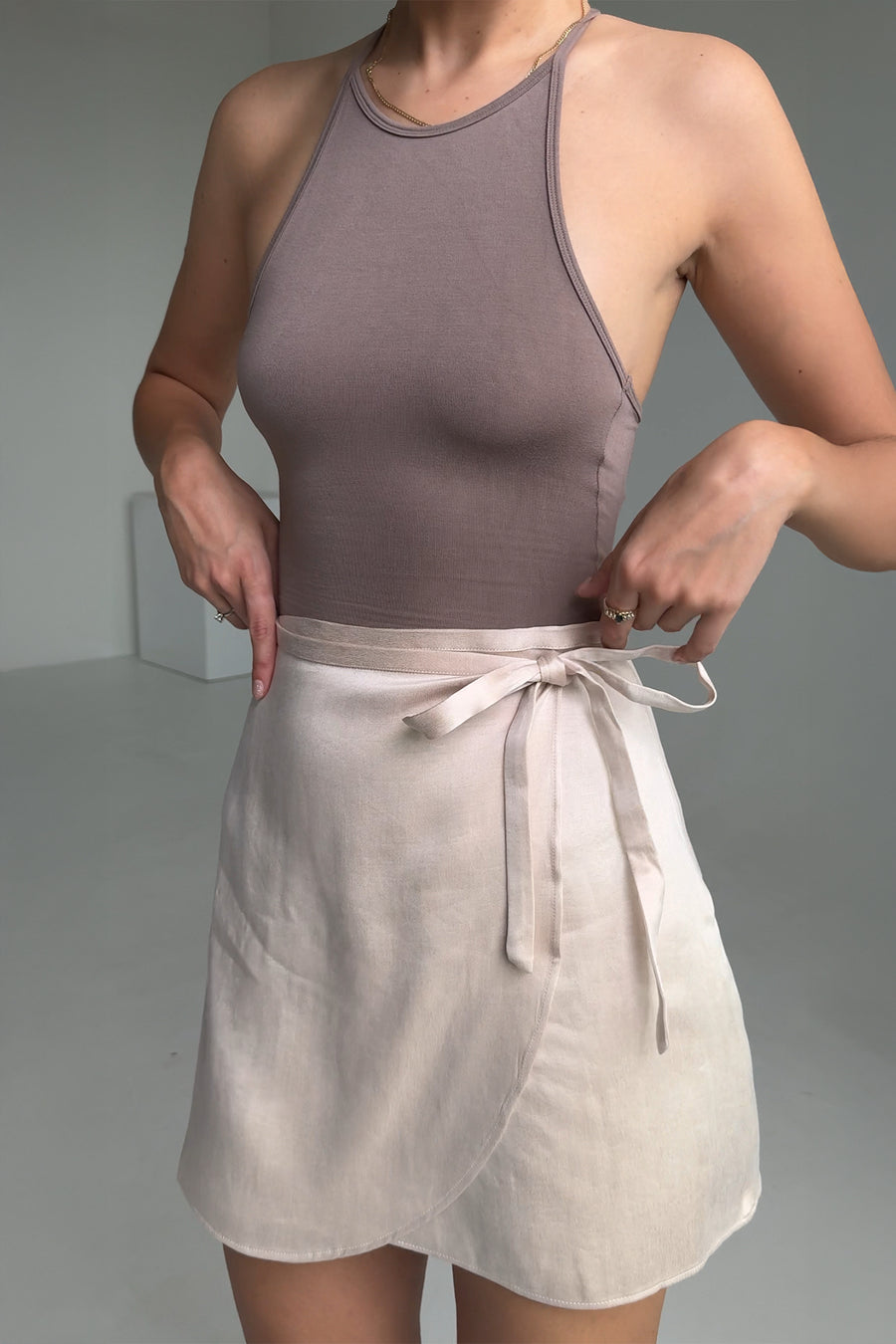 Skirt in lyocell & viscose blend / 07 / 18 / pink pearl