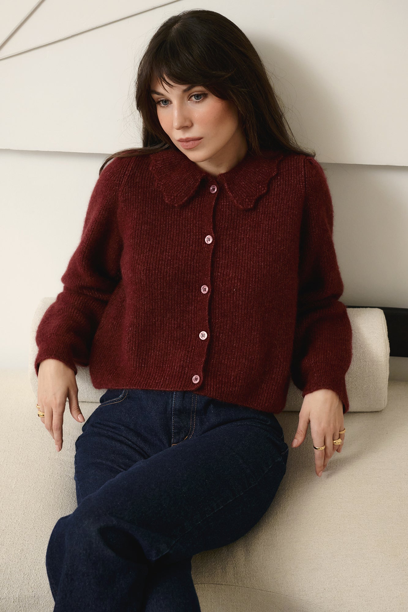 Alpaca wool–blend cardigan / 16 / 23 / mauvewood