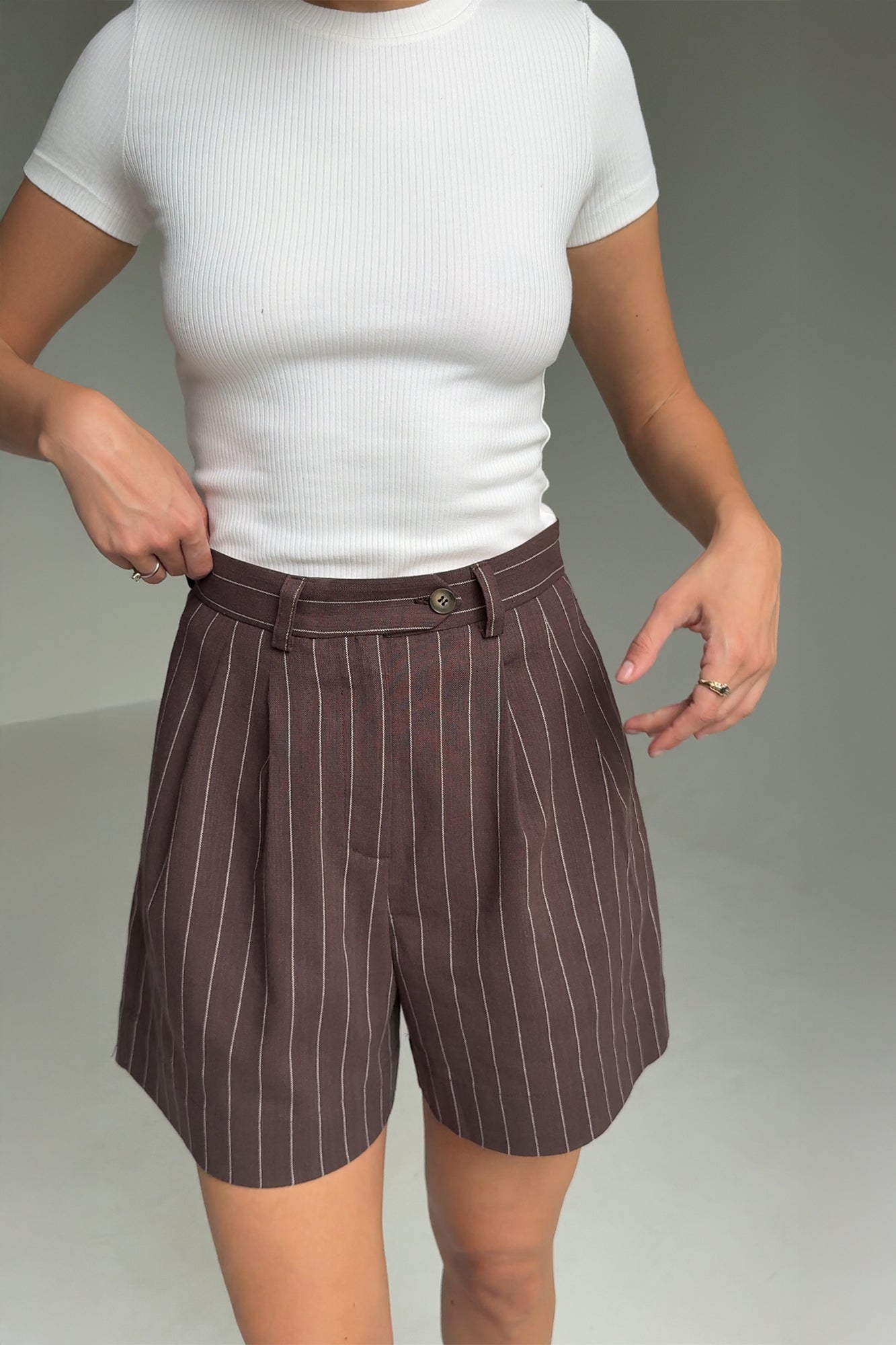 Shorts in cotton & viscose blend / 09 / 12 / chocolate brown