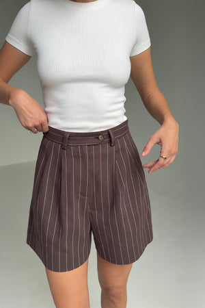 Shorts in cotton & viscose blend / 09 / 12 / chocolate brown
