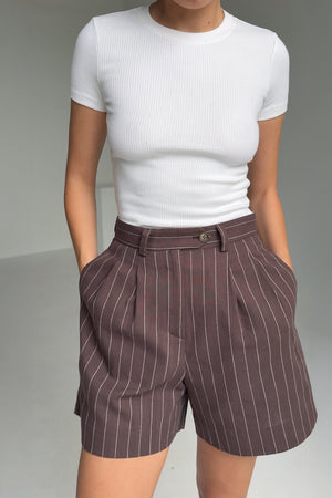 Shorts in cotton & viscose blend / 09 / 12 / chocolate brown