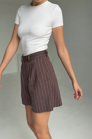 Shorts in cotton & viscose blend / 09 / 12 / chocolate brown