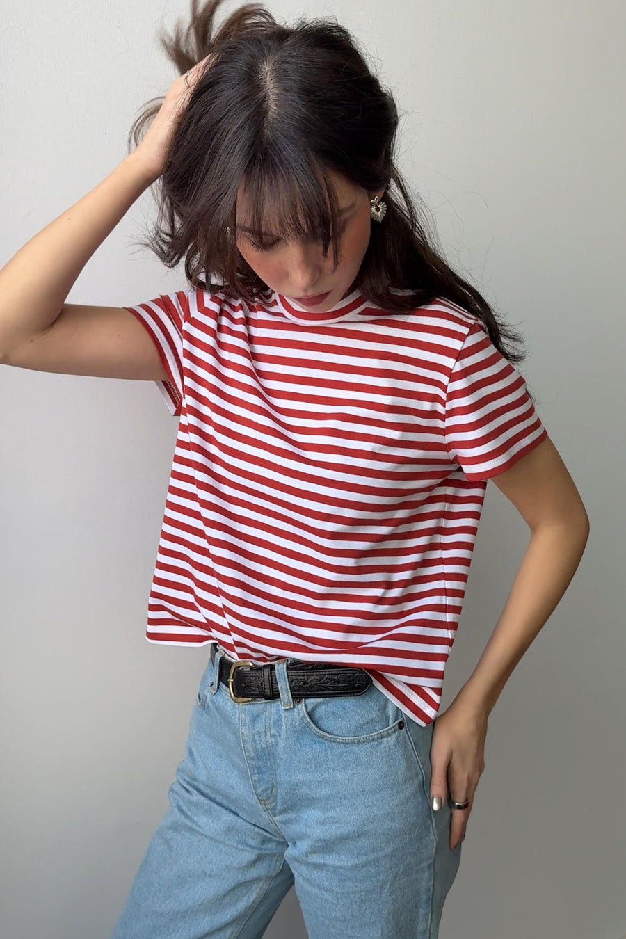 T-shirt in cotton / 13 / 29 / brique stripes