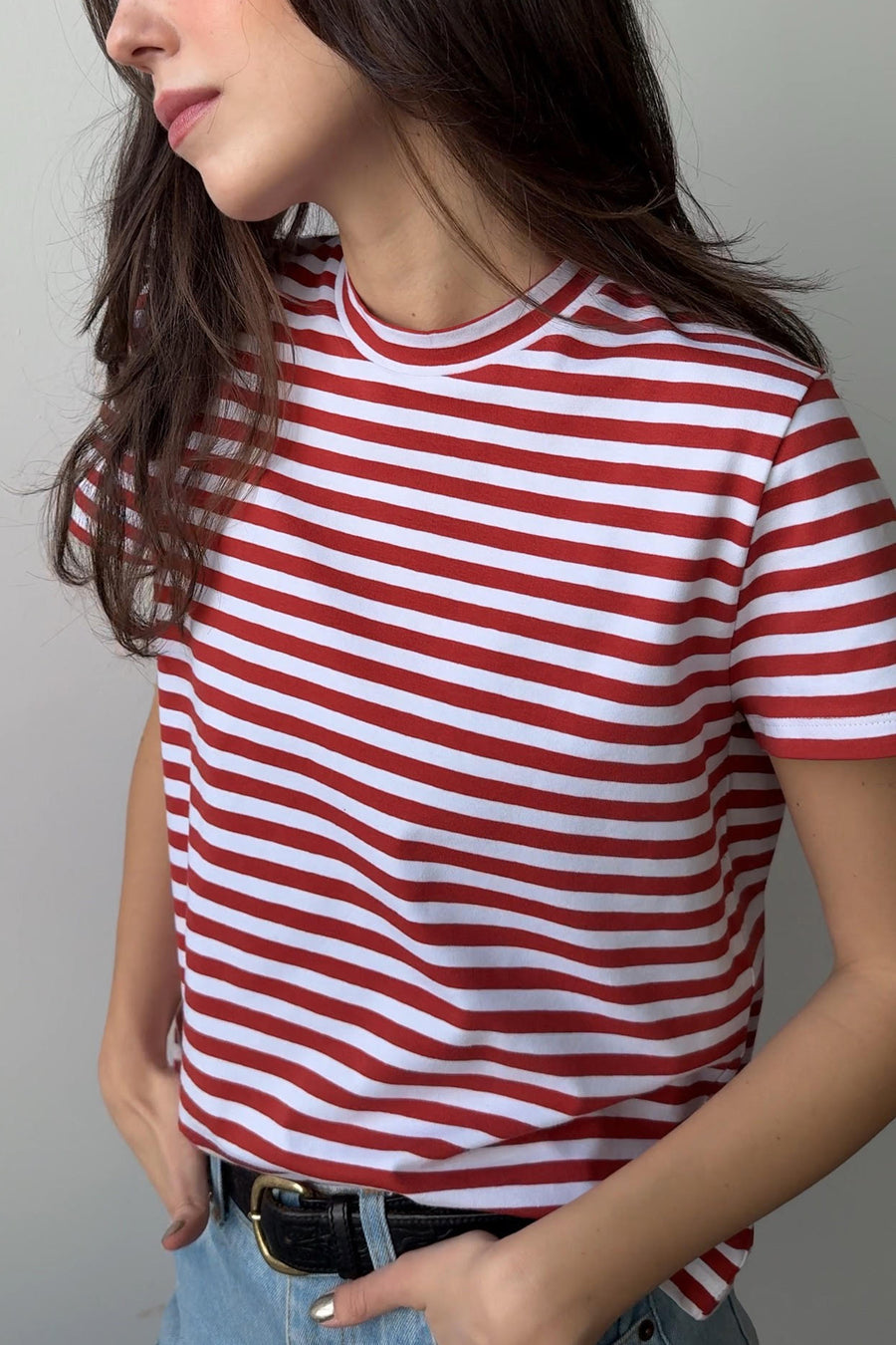 T-shirt in cotton / 13 / 29 / brique stripes