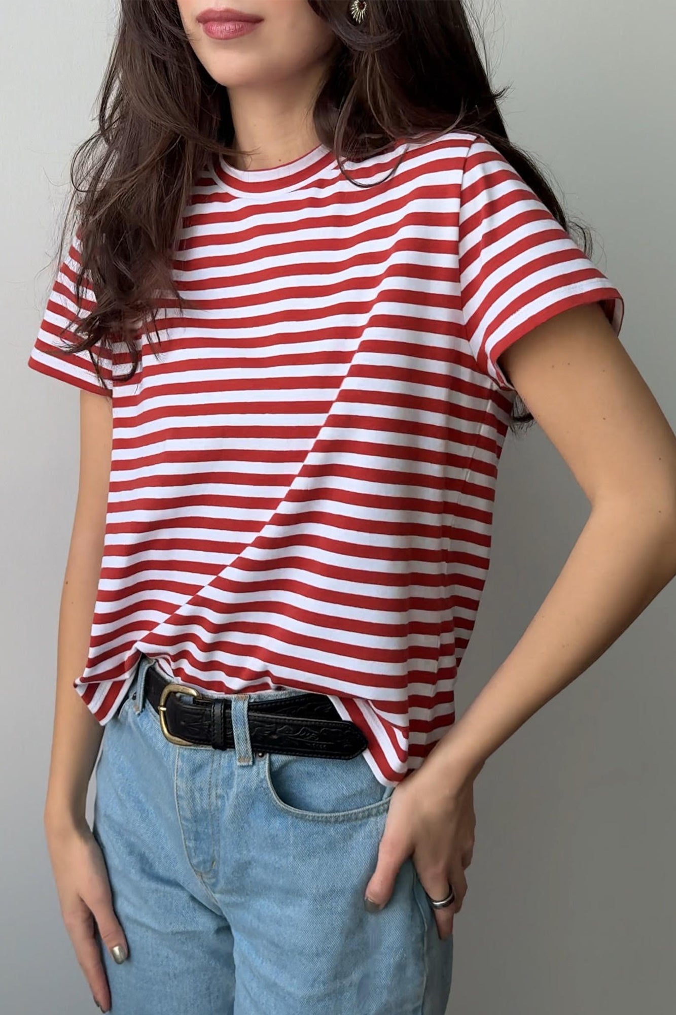 T-shirt in cotton / 13 / 29 / brique stripes