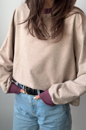 Sweatshirt in cotton / 17 / 22 / cappuccino / mauve