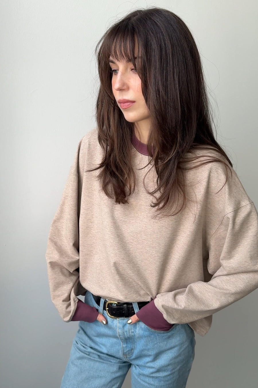 Sweatshirt in cotton / 17 / 22 / cappuccino / mauve