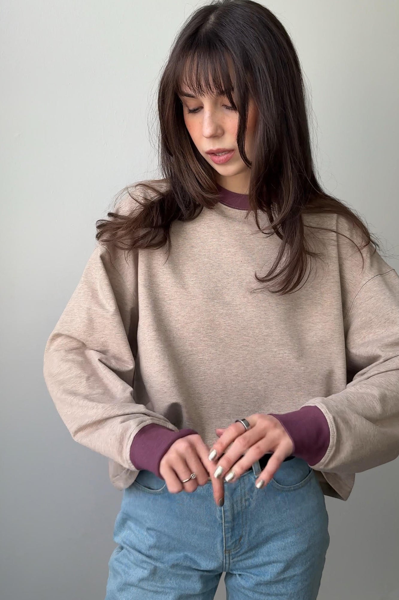 Sweatshirt in cotton / 17 / 22 / cappuccino / mauve