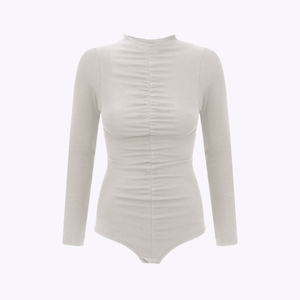 Bodysuit in organic cotton featuring gathered detail / 01 / 37 / cream white